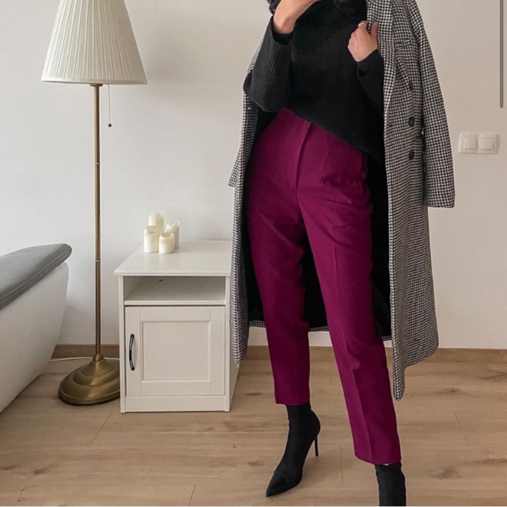 NWOT ZARA plum high waisted dress pant